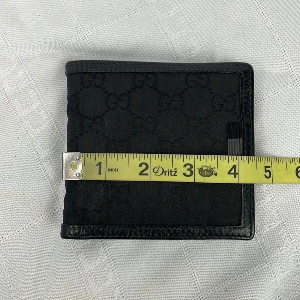 Gucci Bifold Compact Wallet GG Guccissima Monogram Canvas Black Web Tab